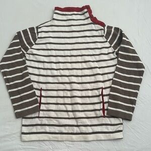 Imoga multicolor olive green cream rust striped knit top 6a